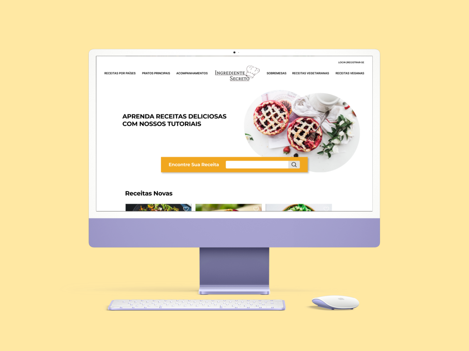 Mockup do site Sempre Primavera em uma tela de um computador de mesa mac